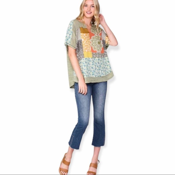 CUTE BOHO STYLE LOOSE FIT TOP SAGE - Picture 6 of 6